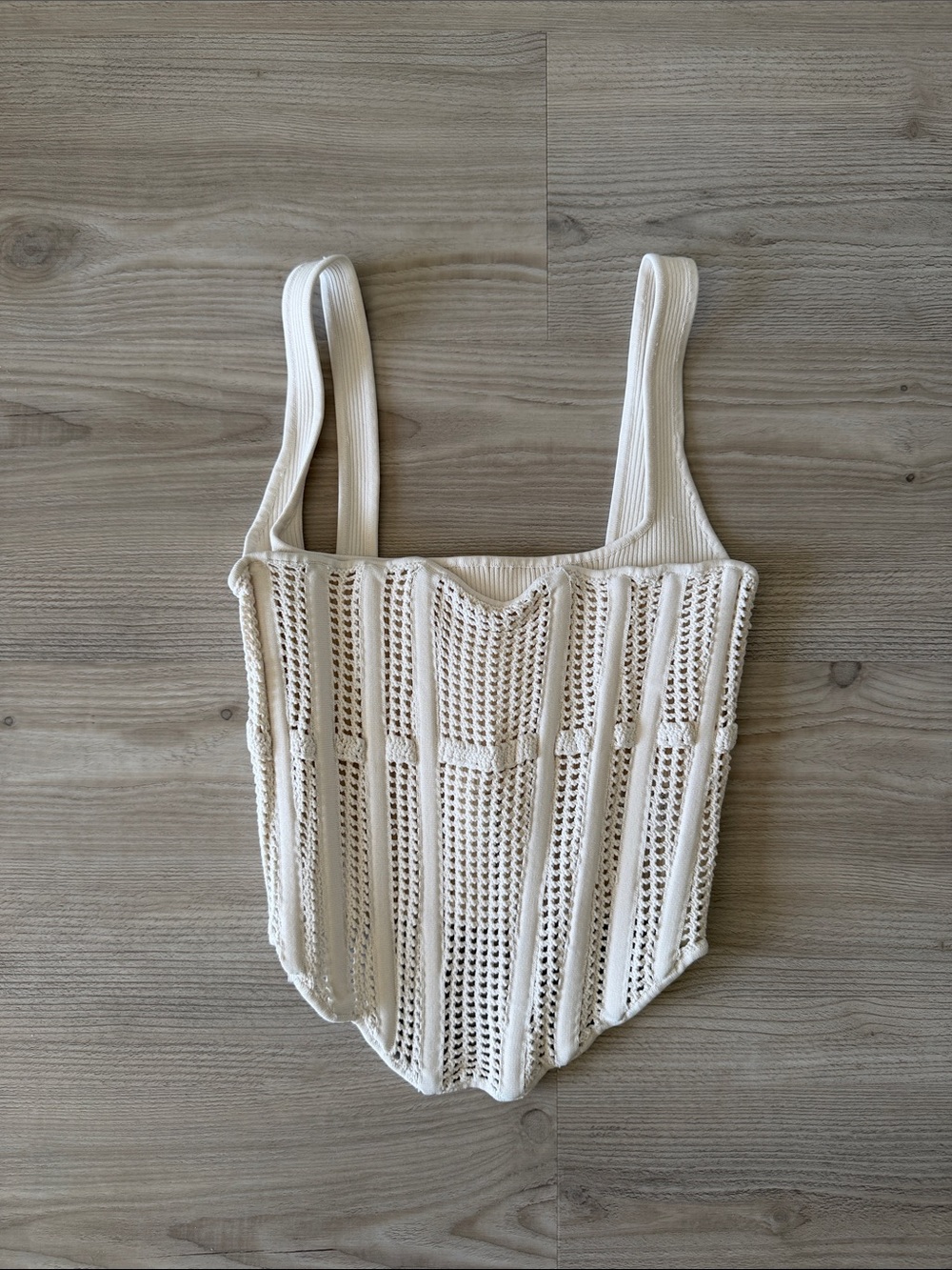 Olivaceous Cream Knit One-Piece Swimsuit - Lightweight Crochet Tank